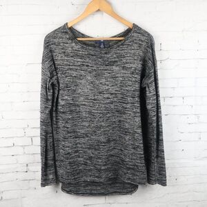GAP BLACK HEATHER ROUND NECK LONG SLEEVE LIGHTWEIGHT OVERSIZED SWEATER SIZE S